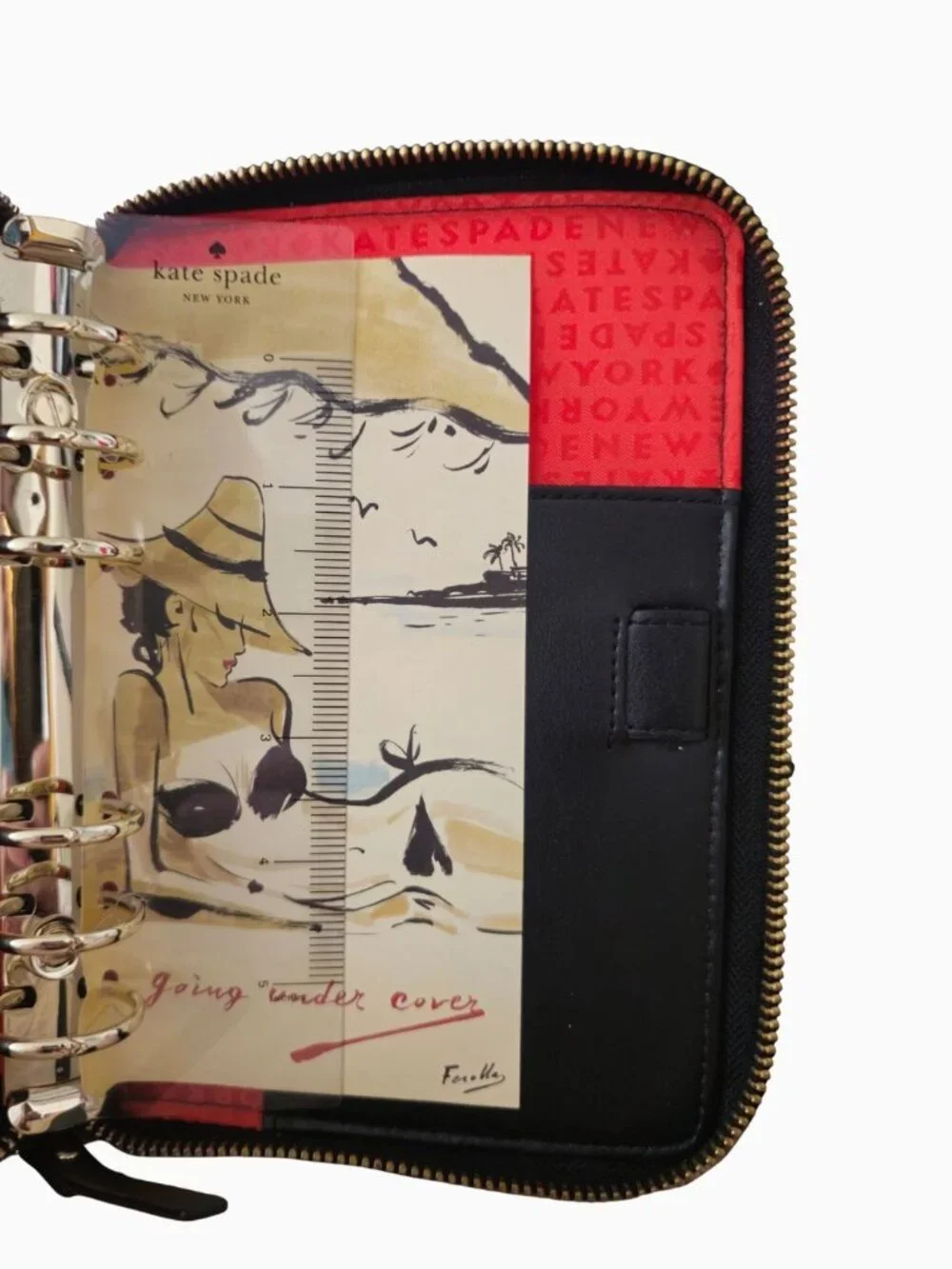 KATE SPADE WELLESLEY ZIP 6-RING AGENDA ORGANIZER • BLACK & WHITE